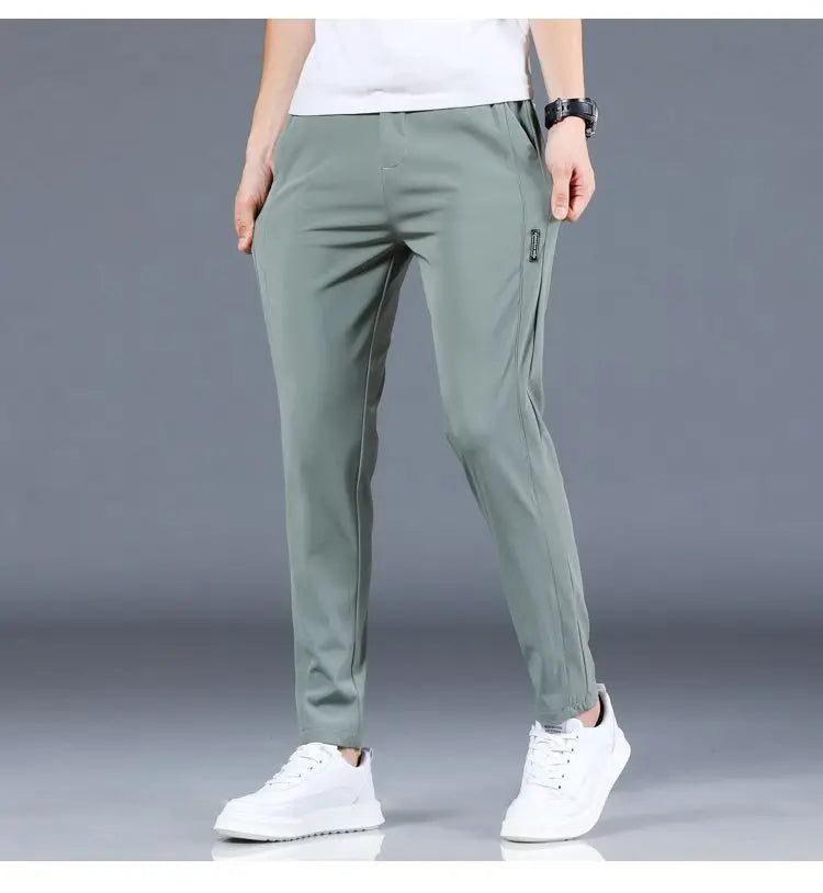 Calça masculina de seda