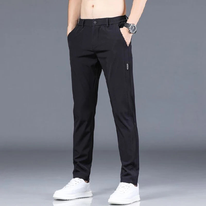 Calça masculina de seda