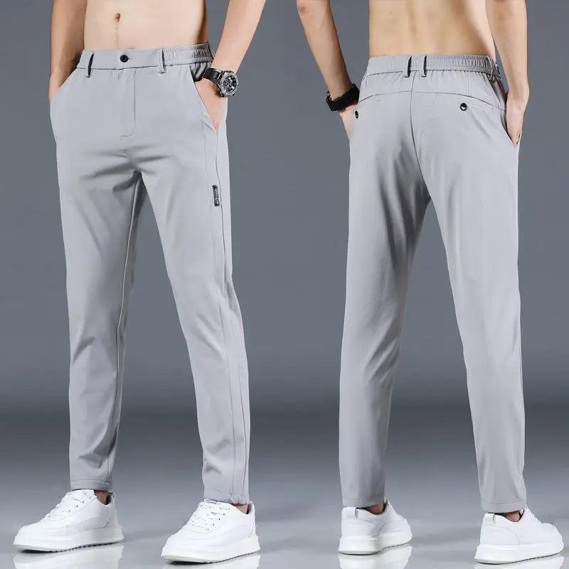 Calça masculina de seda