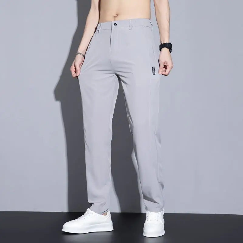 Calça masculina de seda