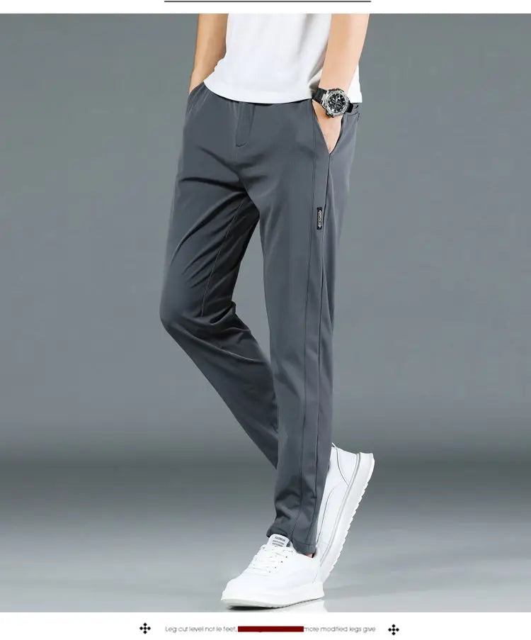 Calça masculina de seda